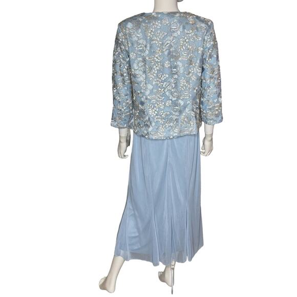 Alex Evenings Women's Embroidered Jacket & Dress for Wedding Guest Light Blue - Picture 8 of 15